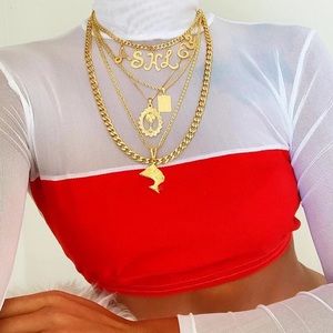Multilayer Letters Head Geometric Necklace Set